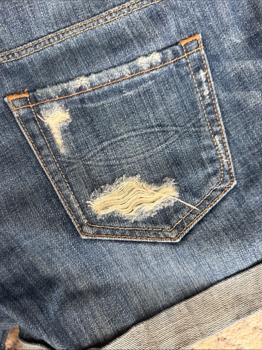 Abercrombie & Fitch Distressed Rolled-Hem Denim Shorts - low rise